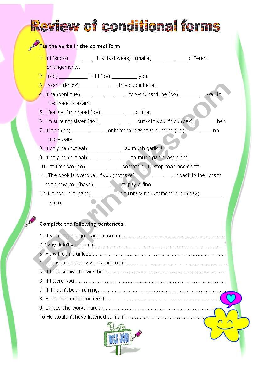 Review of Conditional forms worksheet