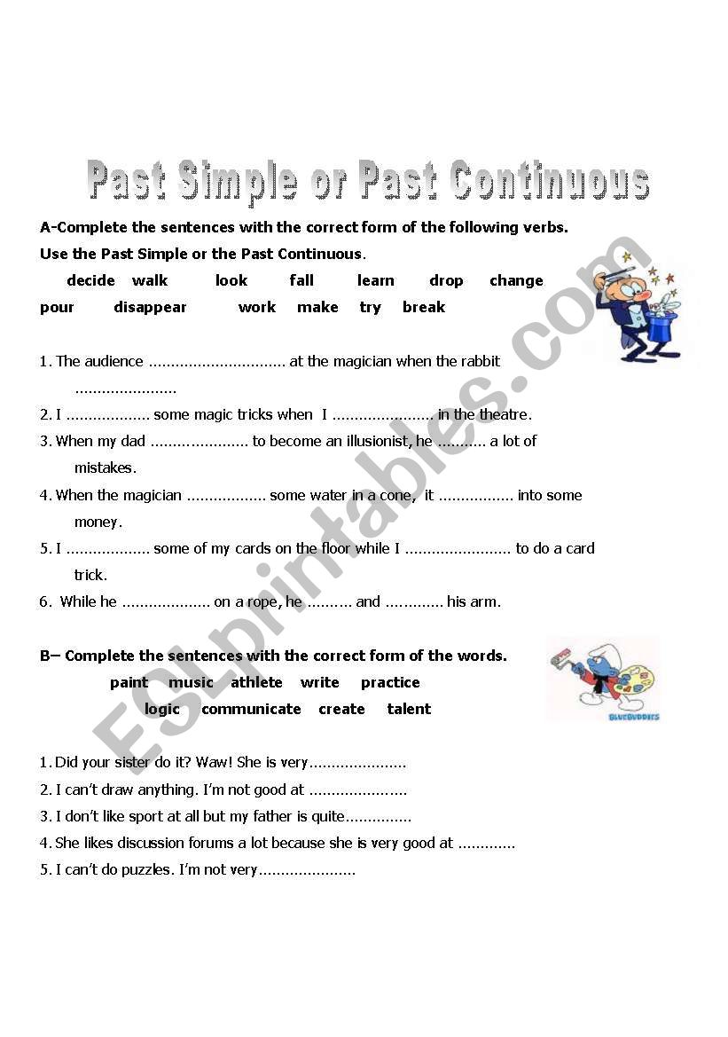 simple past& past continuous worksheet