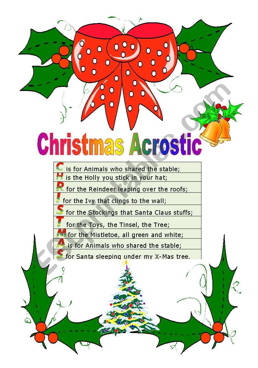 Christmas Acrostic worksheet
