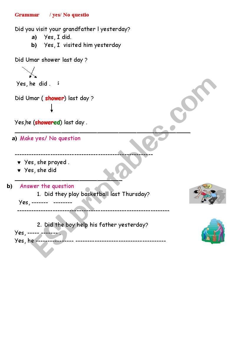 grammar / yes/No question  worksheet