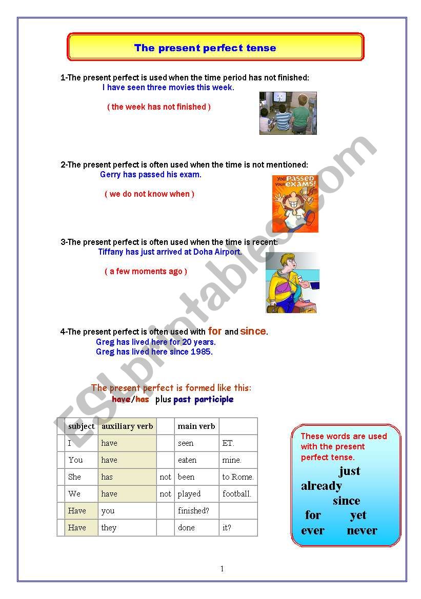 The Present Perfect worksheet