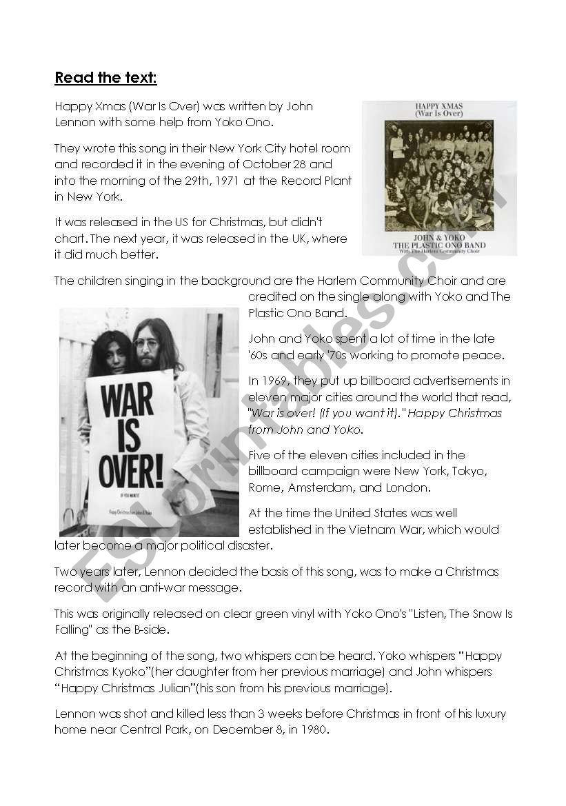 Happy Xmas (war is over) reading