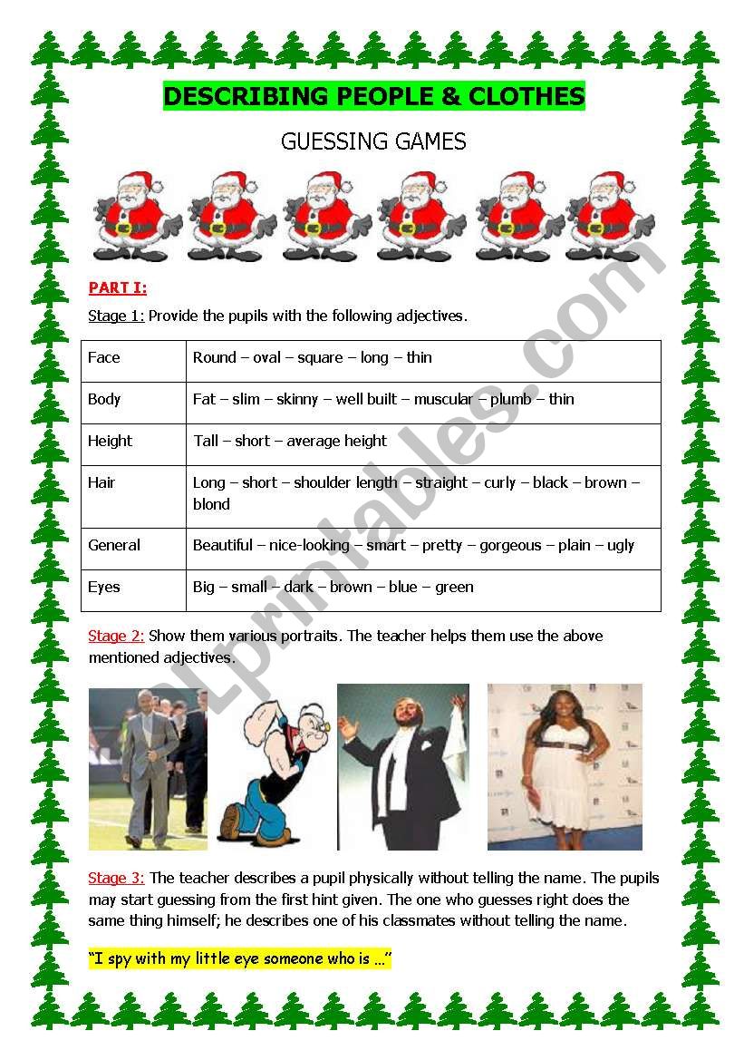 Describing people and clothes worksheet