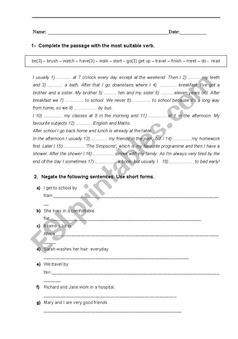 Present Simple Review worksheet