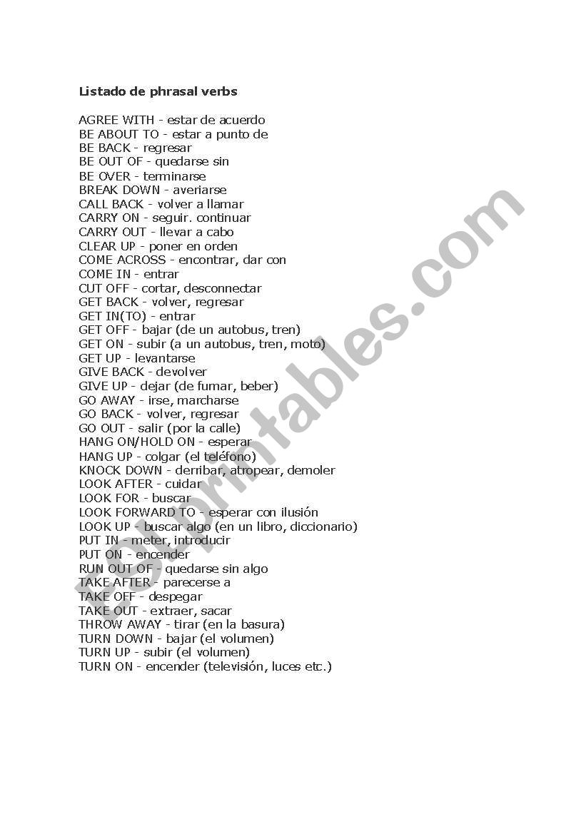 The 40 phrasal verbs esssential in english