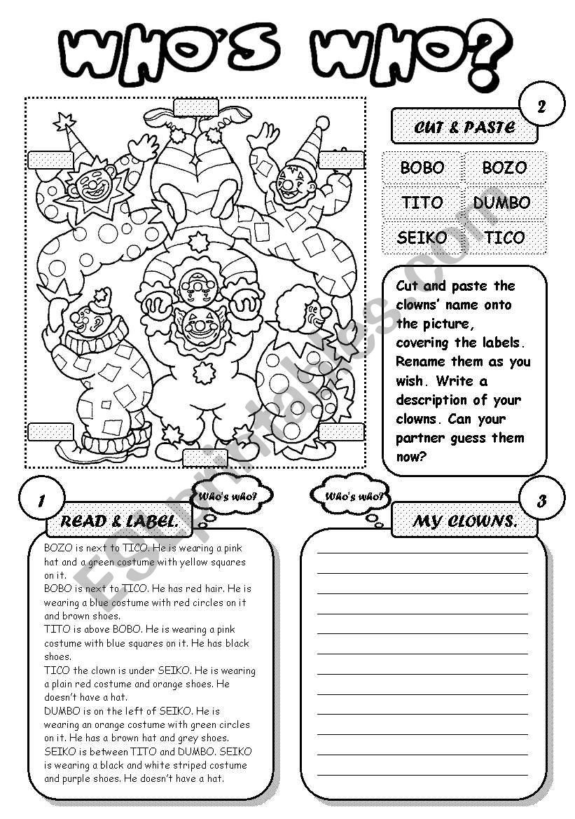 Whos who? worksheet