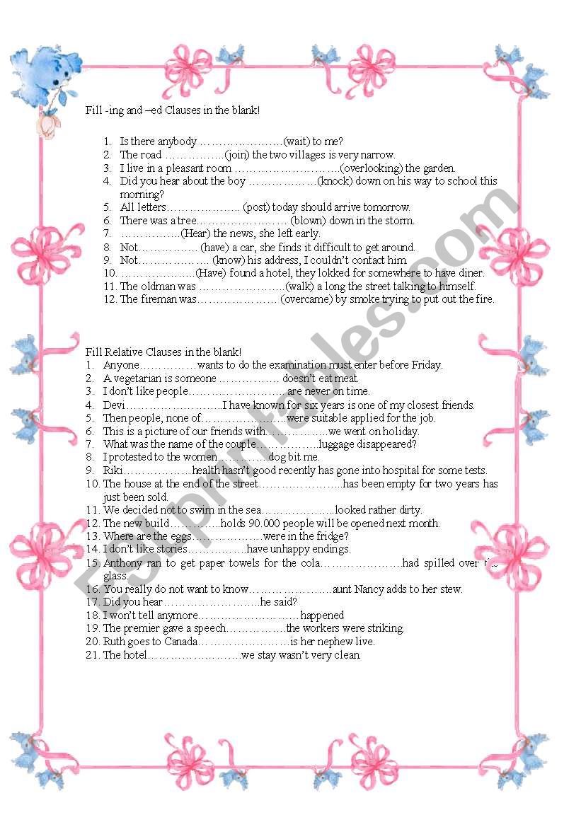 CLAUSES worksheet