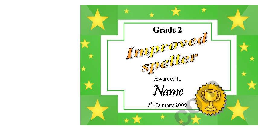 Certificate (Spelling): Improved Speller