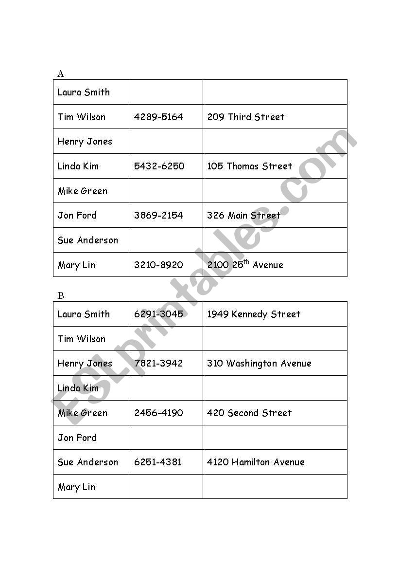 Telephone & Address Info Gap Fill