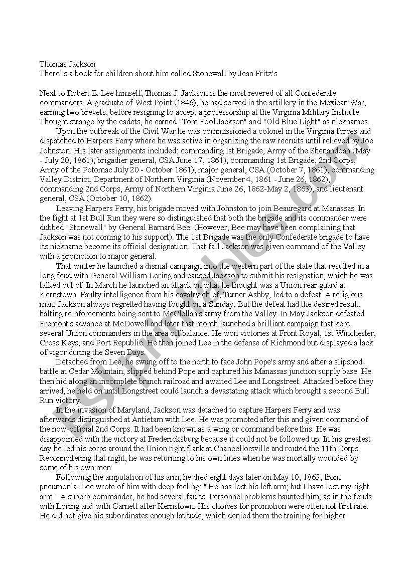 English worksheets: The American Civil War