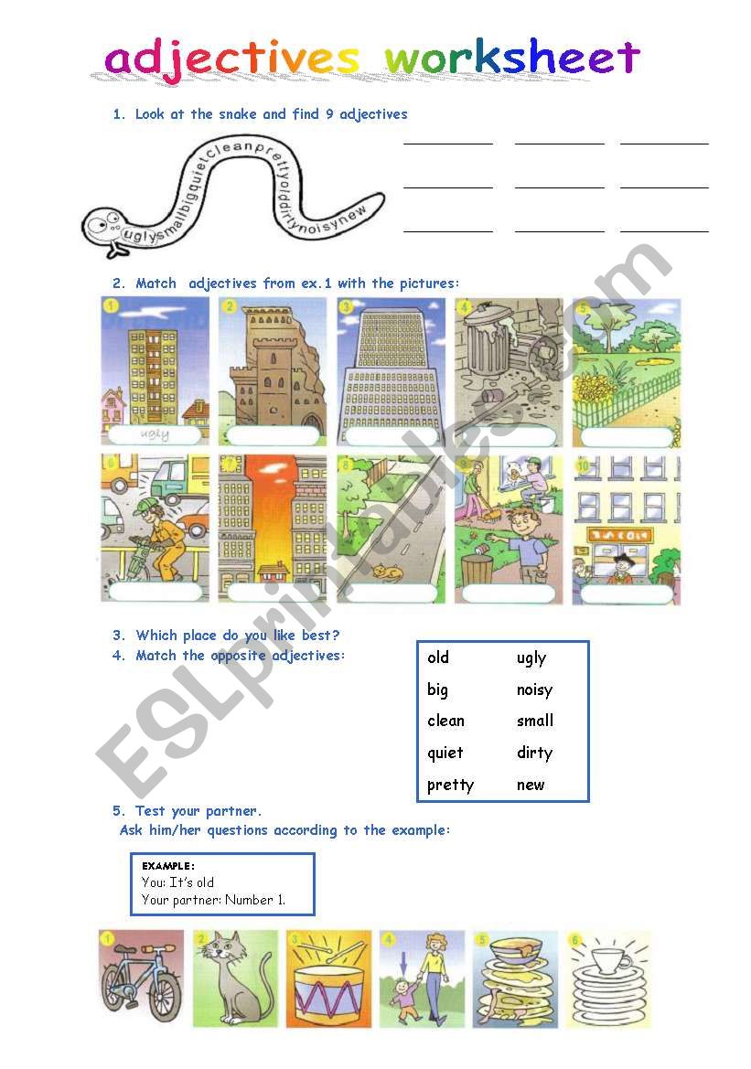 Adjectives worksheet worksheet