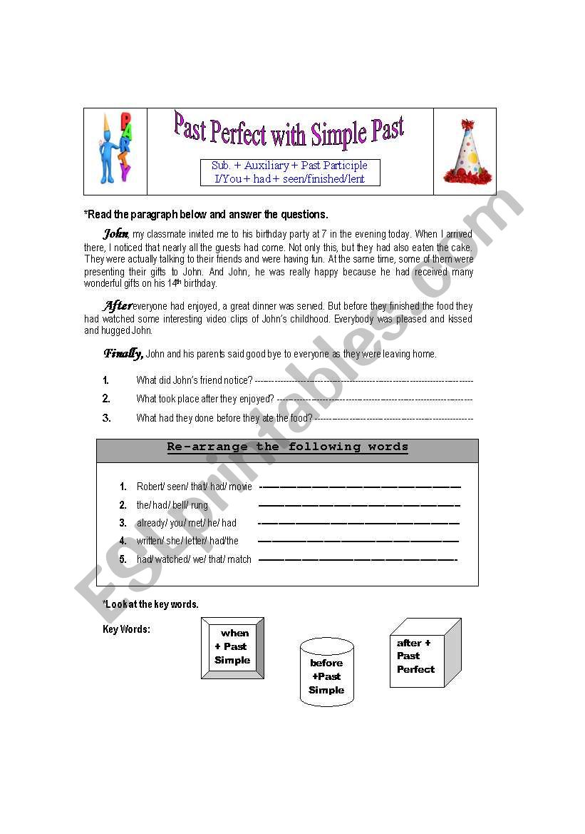 Past Perfect with Simple Past worksheet