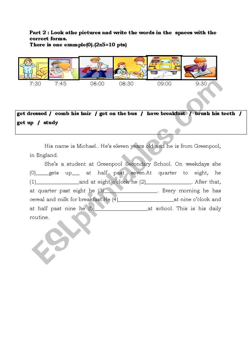 daily routine worksheet