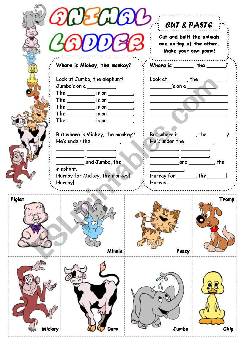 Animal Ladder worksheet