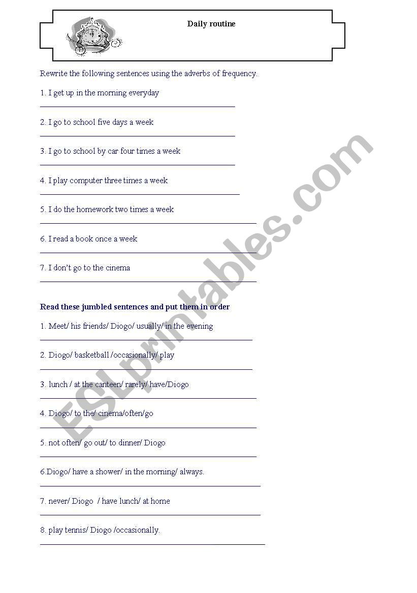 daily Routine + adverbs of frequency