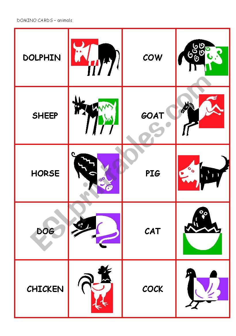 DOMINO CARDS _ ANIMALS (4 pages)