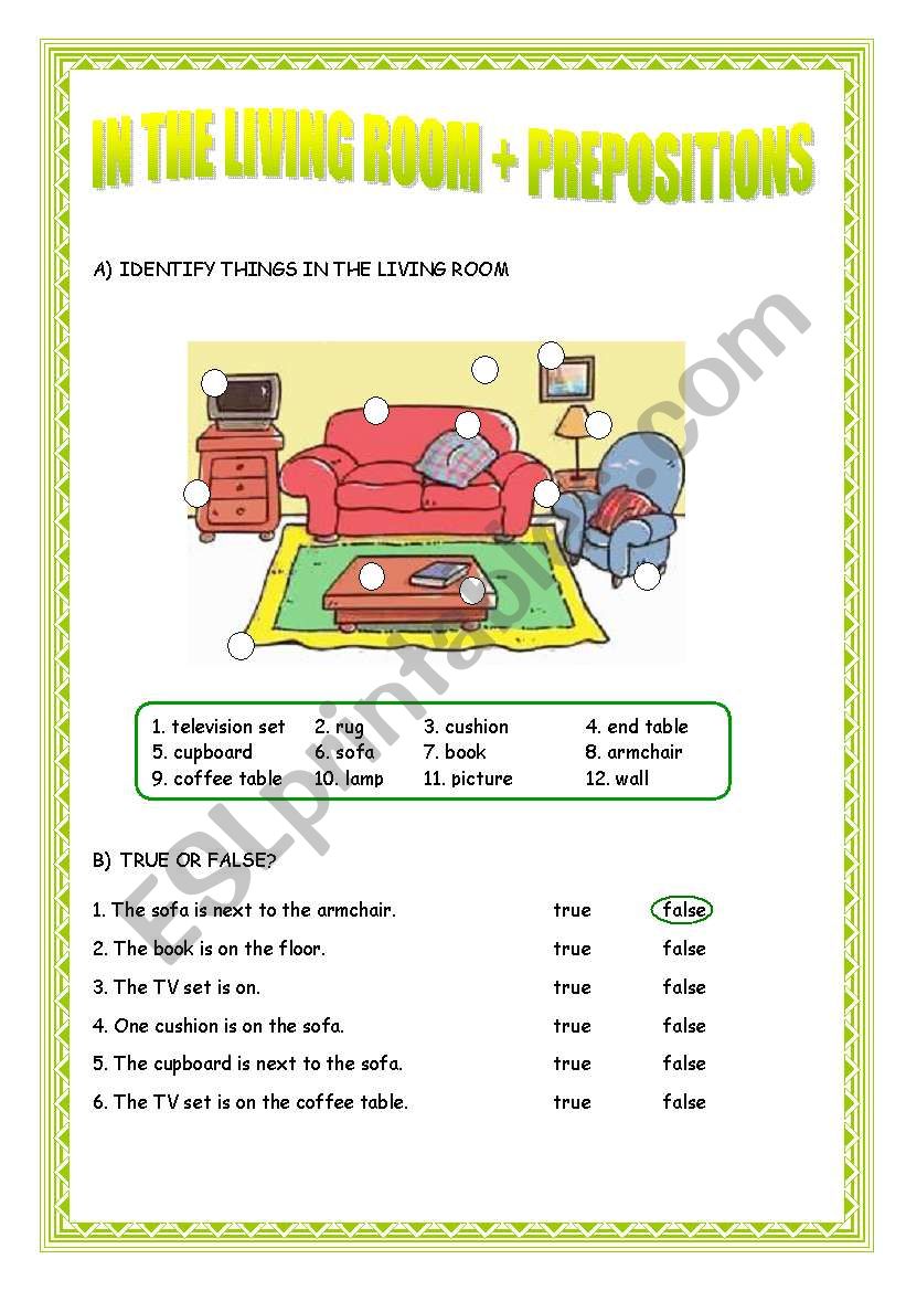 PREPOSITIONS + IN THE LIVING ROOM
