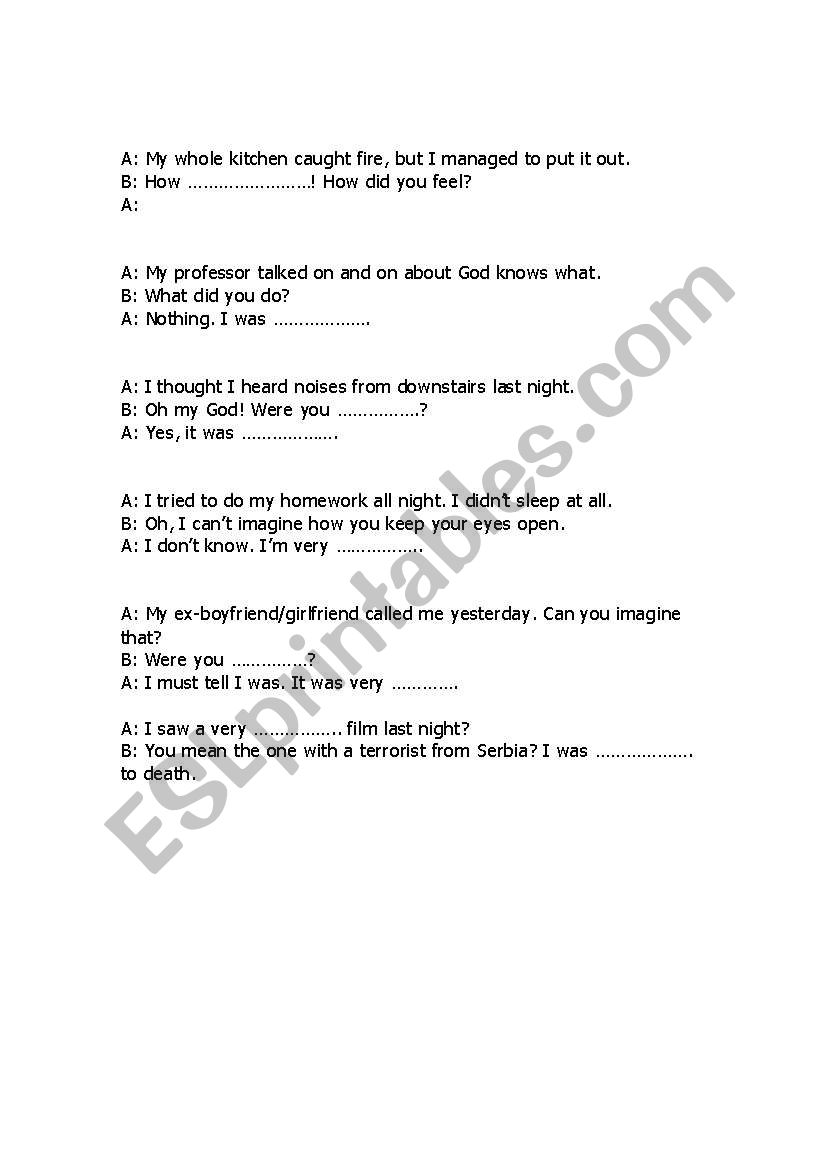 Adjectives -ed, -ing worksheet