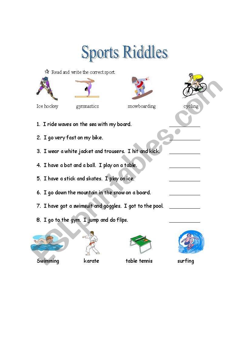 Sport Riddles worksheet