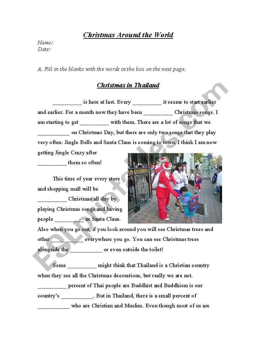 Christmas in Thailand  worksheet