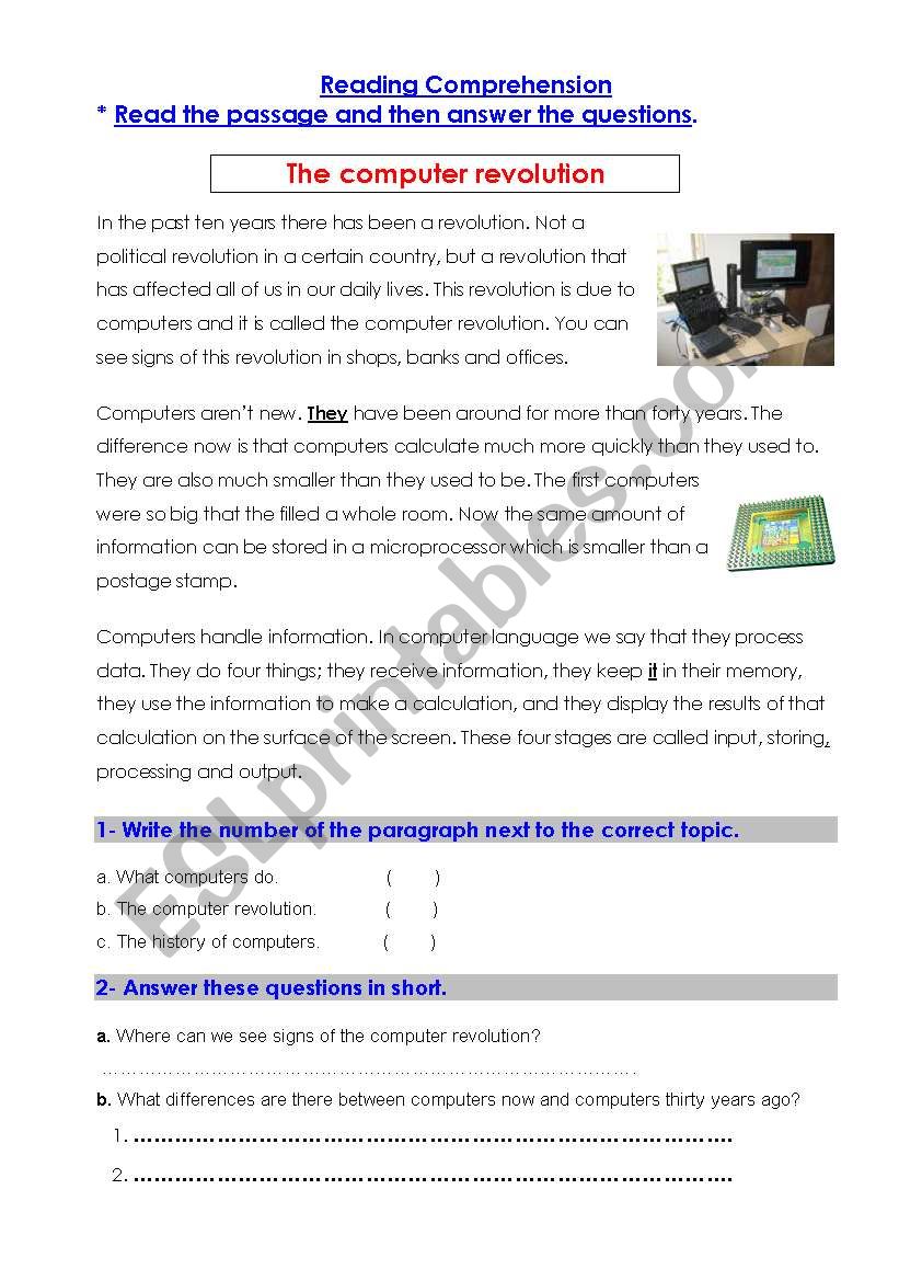 Computer Revolution worksheet