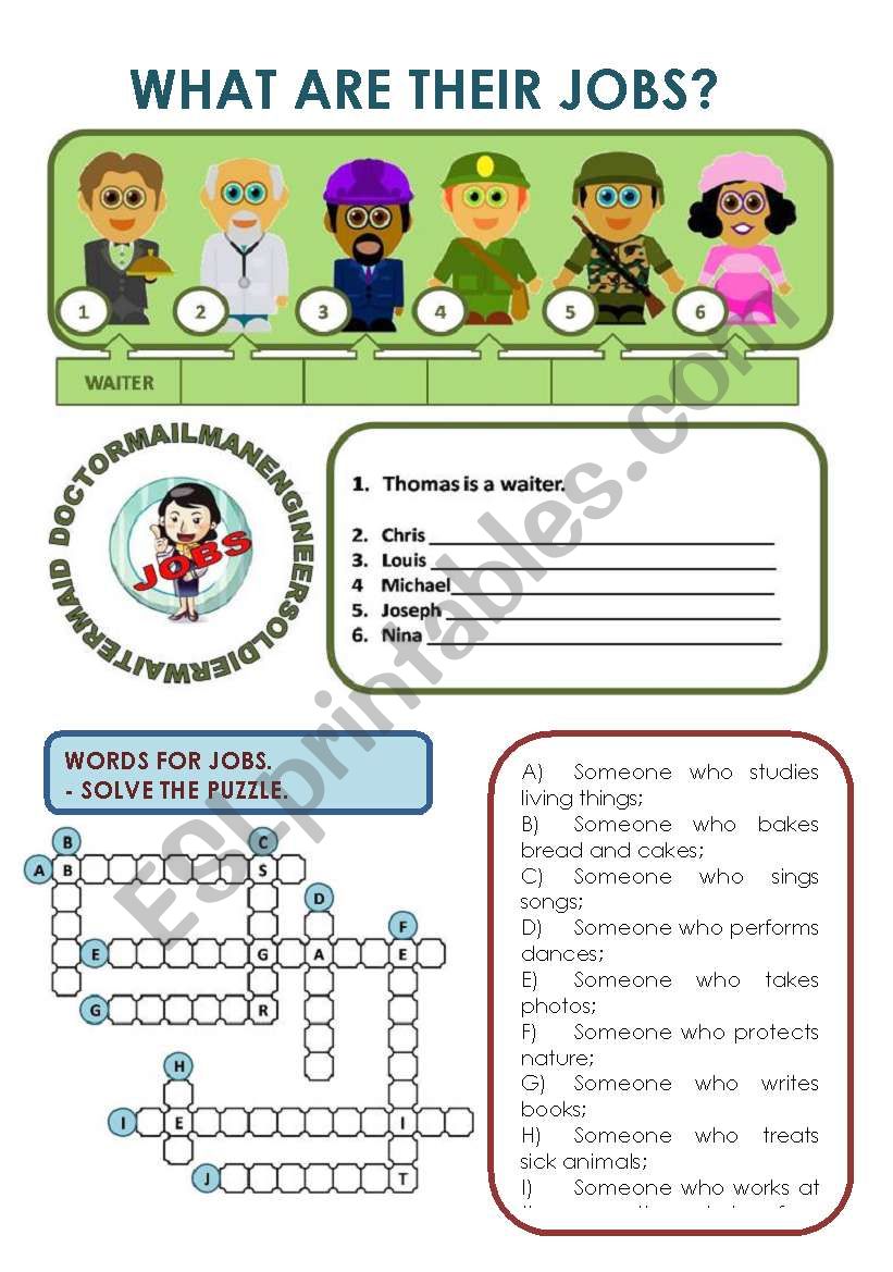 WHAT ARE THEIR JOBS? worksheet