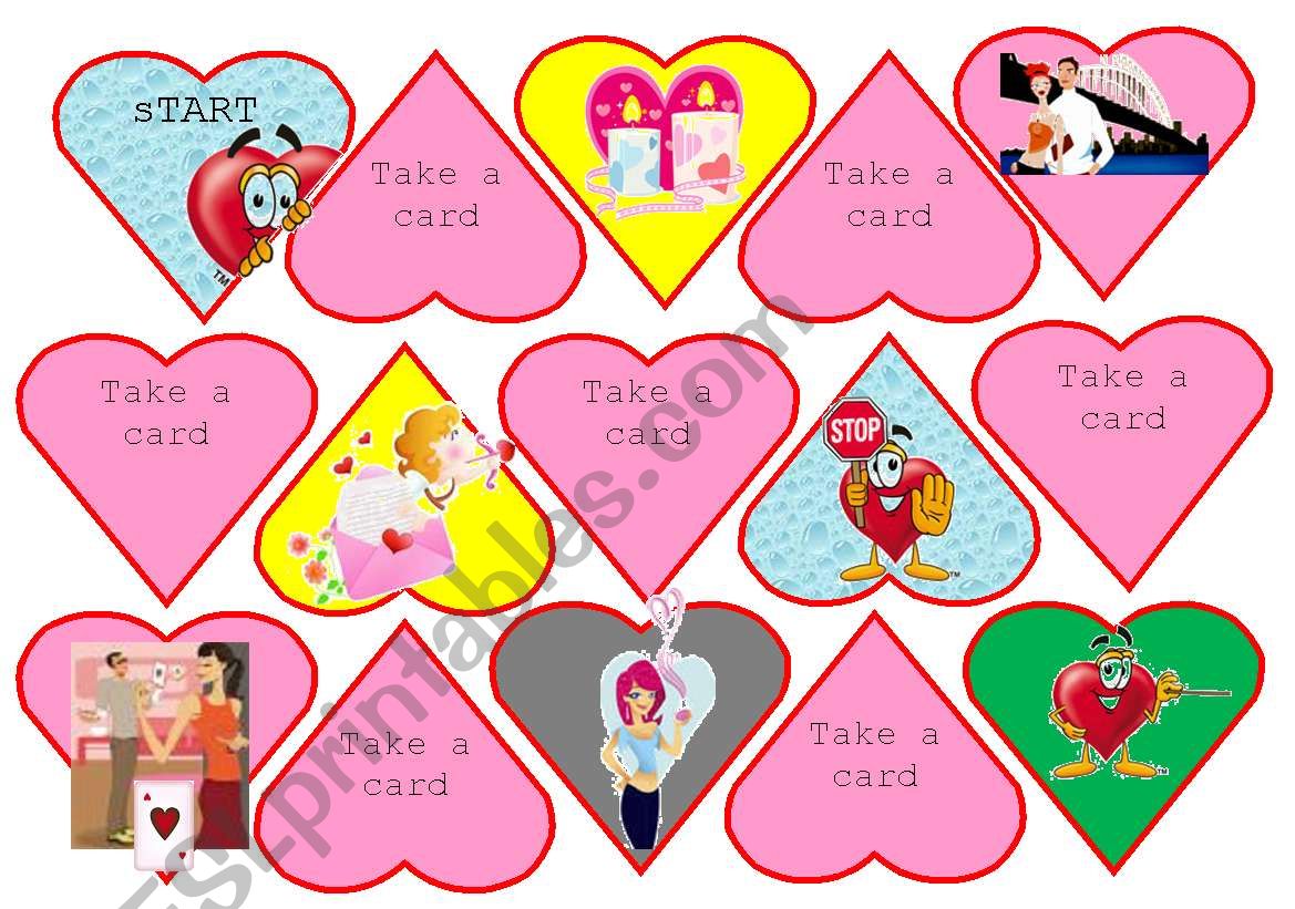 St. ValentineÂ´s speaking board game - ESL worksheet by daivluko