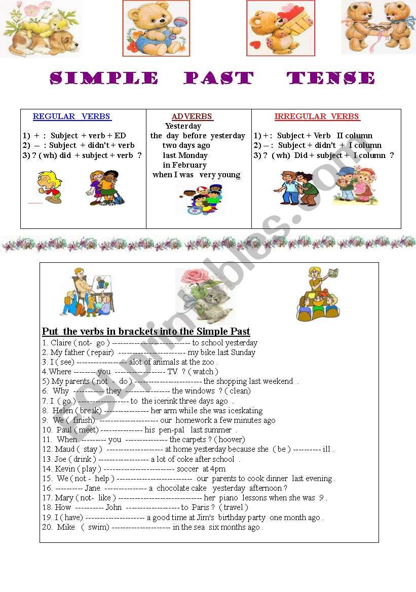 Simple Past  tense  worksheet