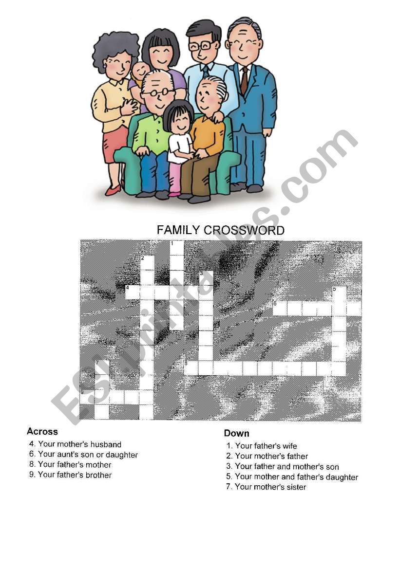 FAMILY CROSSWORD worksheet