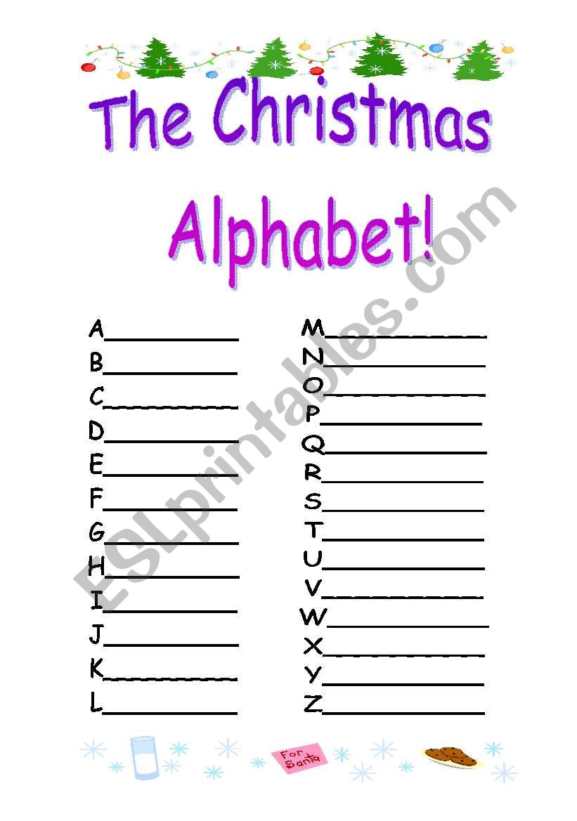 The christmas alphabet worksheet