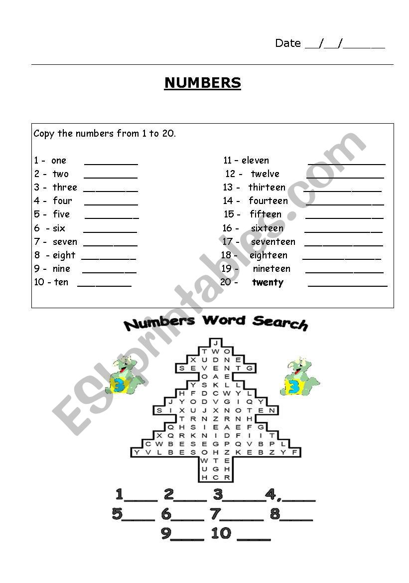 Numbers worksheet