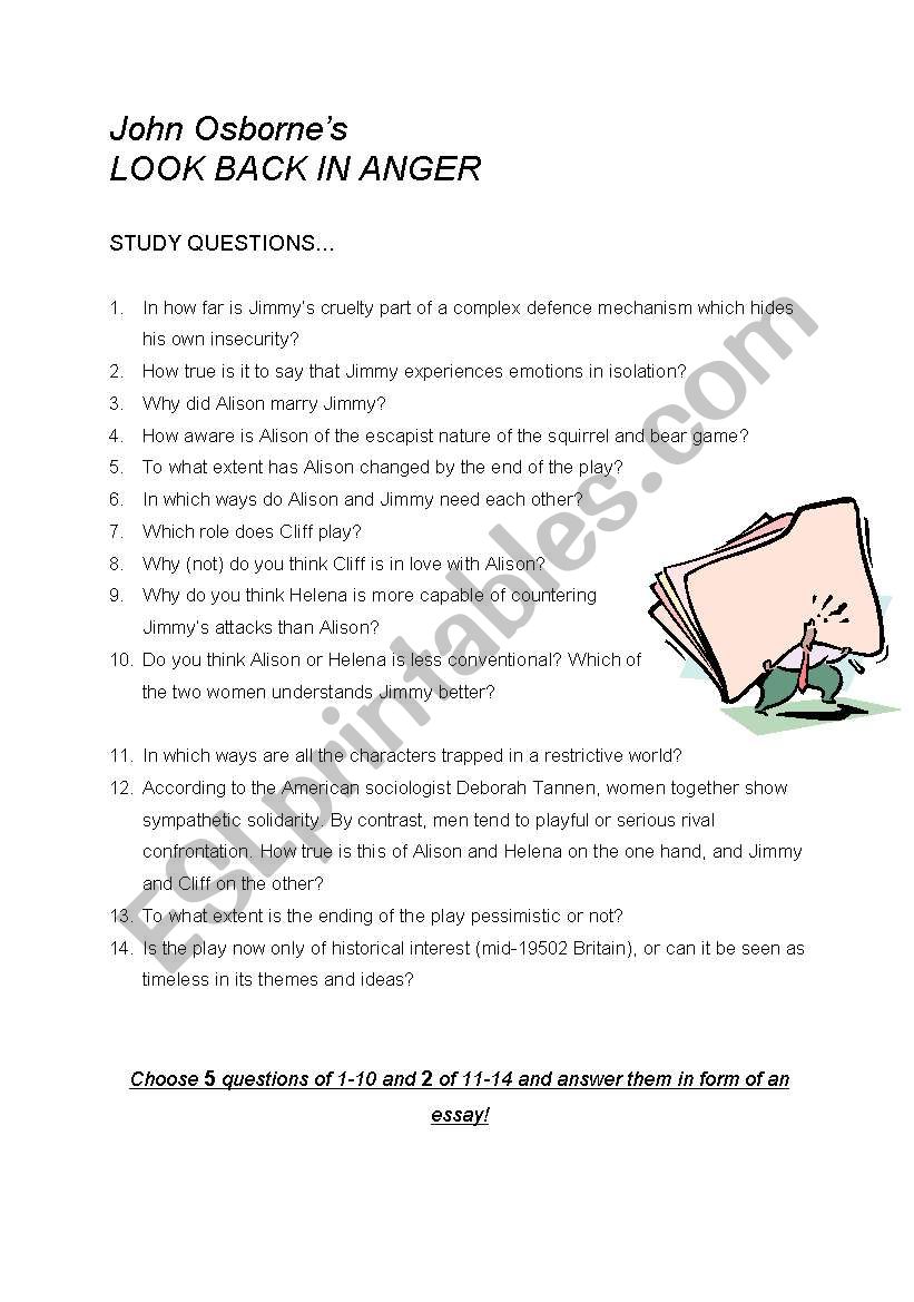 Look Back in Anger worksheet