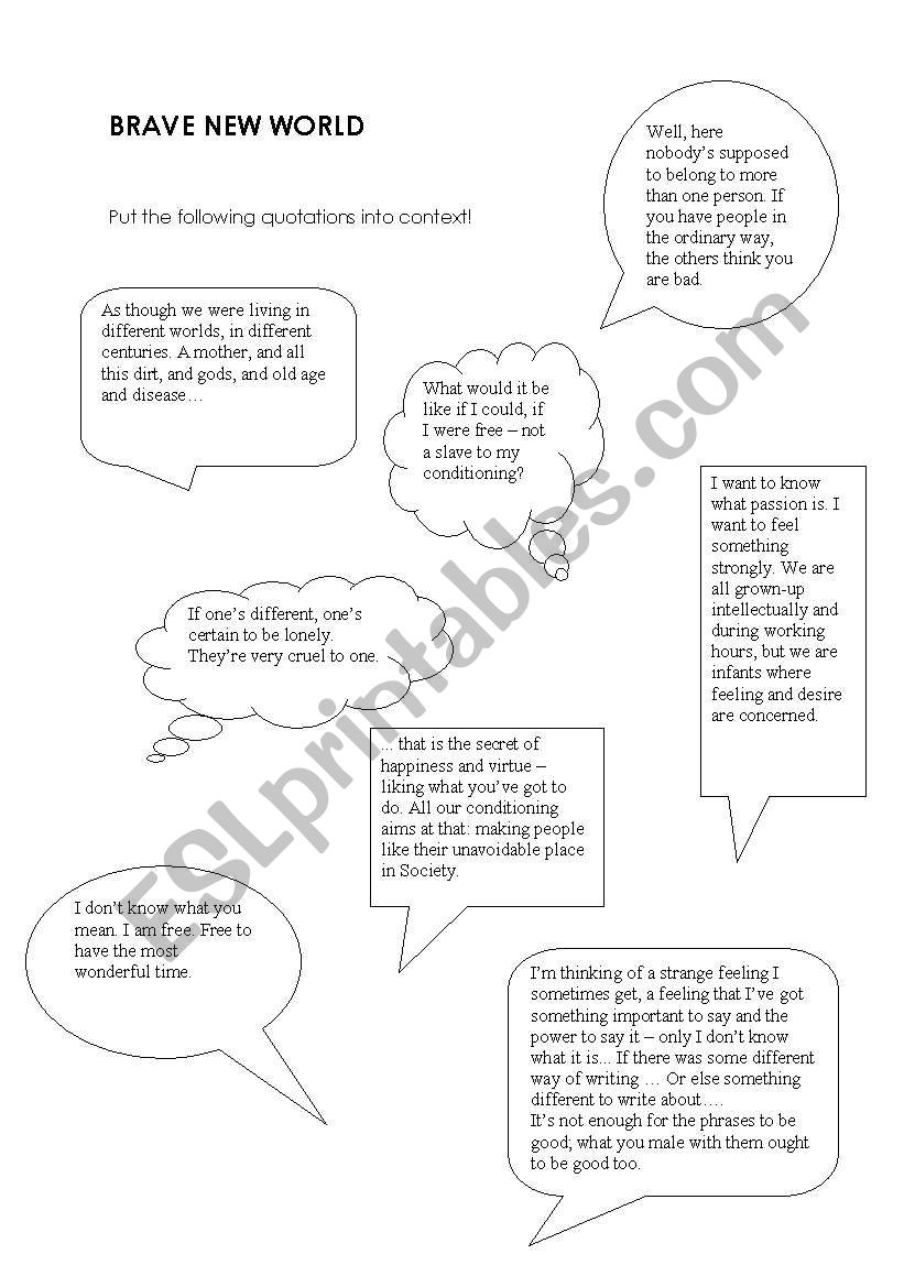 Brave New World worksheet