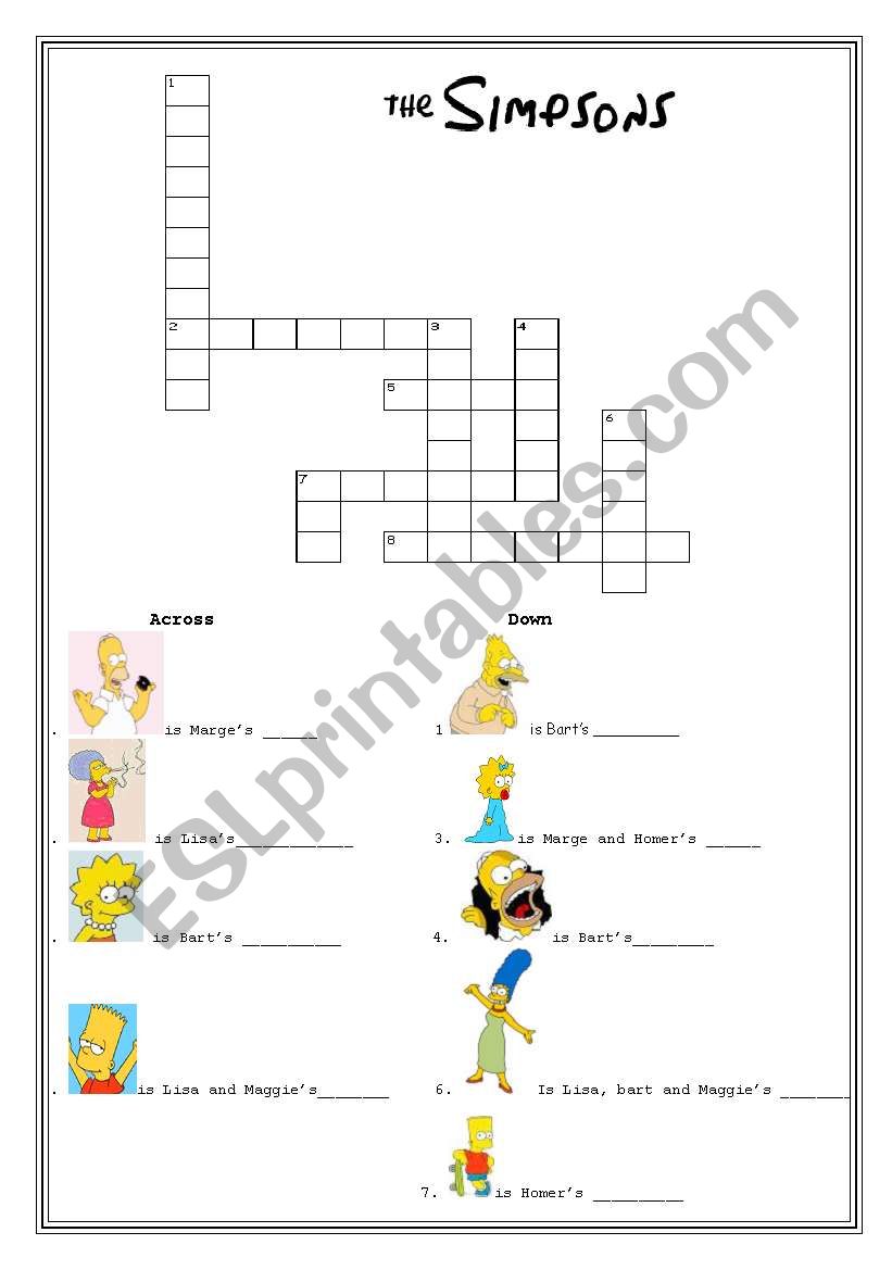 The simpsons, family crossword