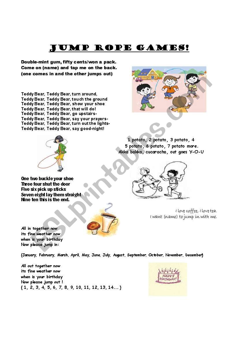 Jump Rope Rhymes worksheet