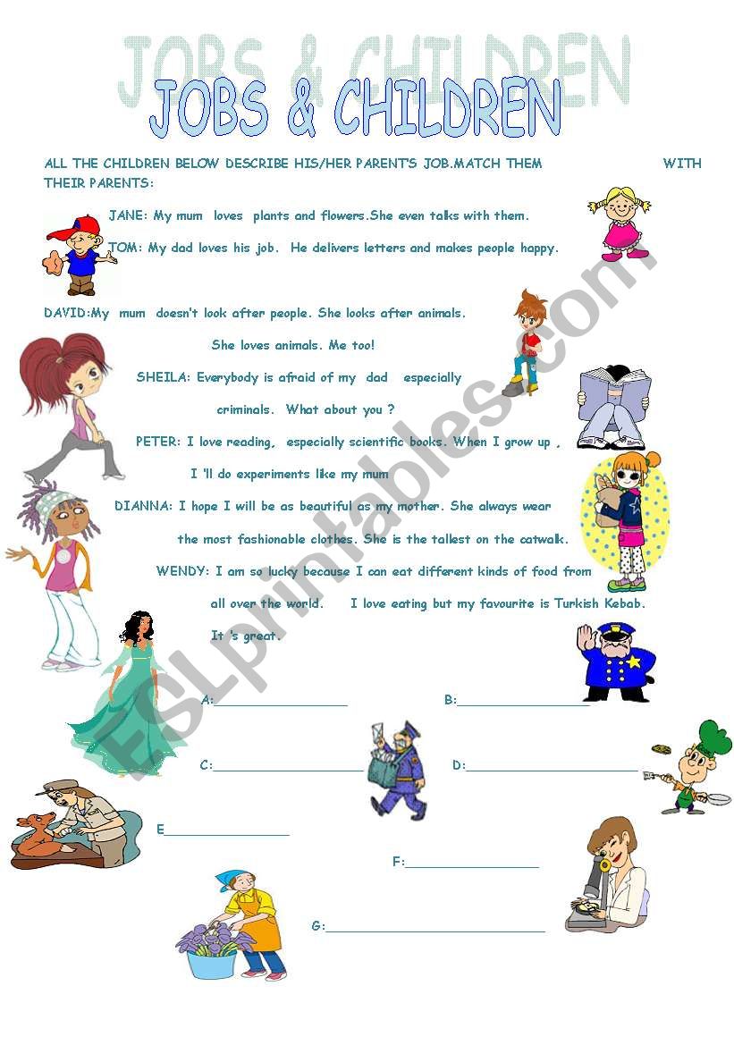 JOBS & CHILDREN worksheet