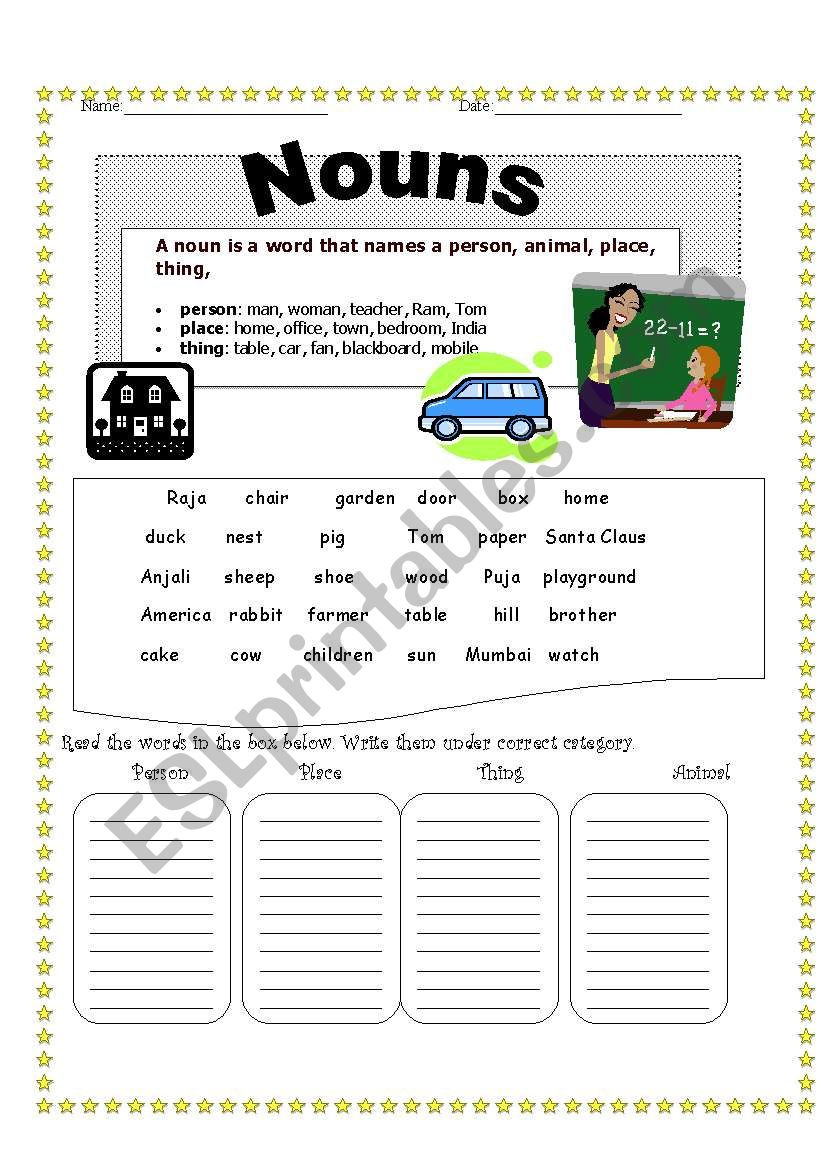 Nouns worksheet