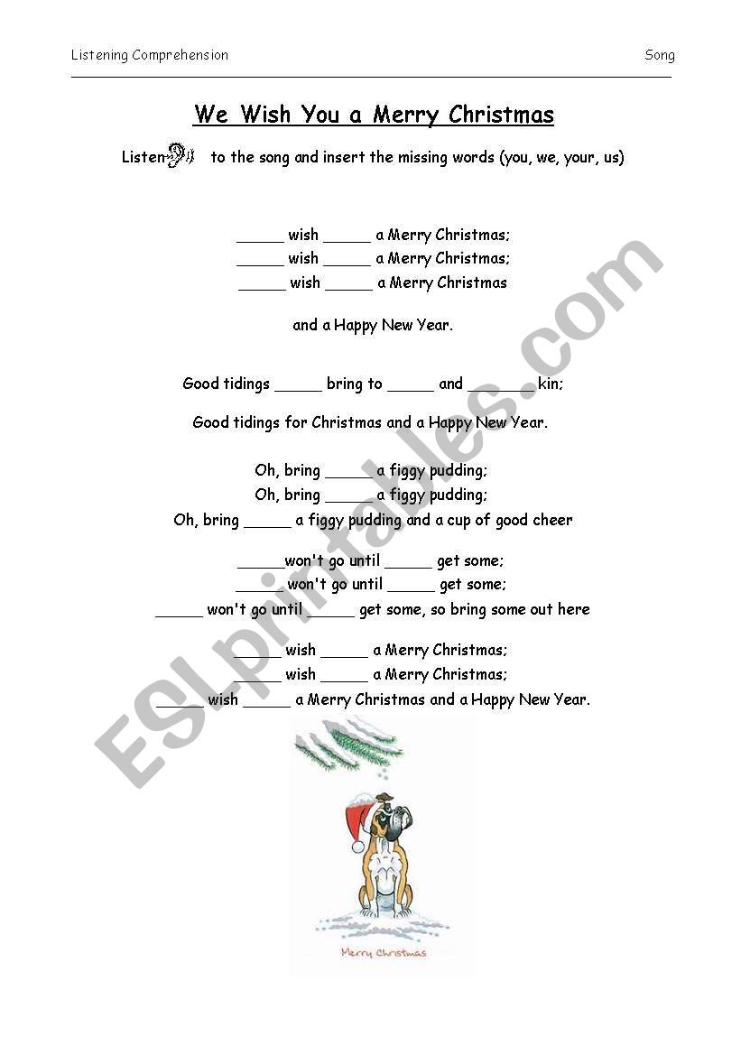 We wish you a Merry Christmas worksheet