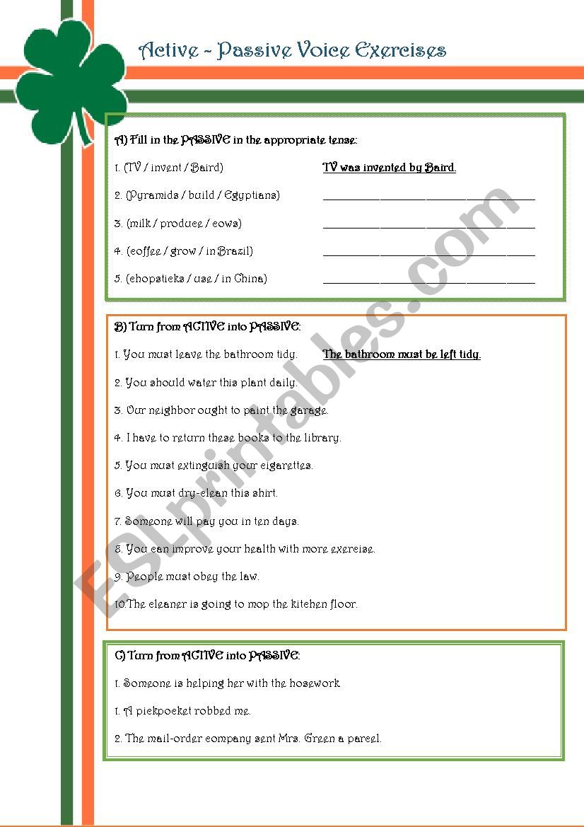 Active/ Passive worksheet