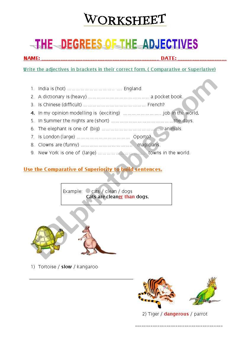 Adjectives worksheet