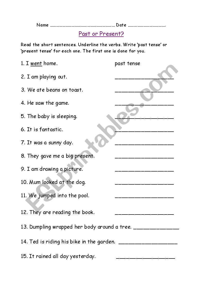 Past or Present worksheet