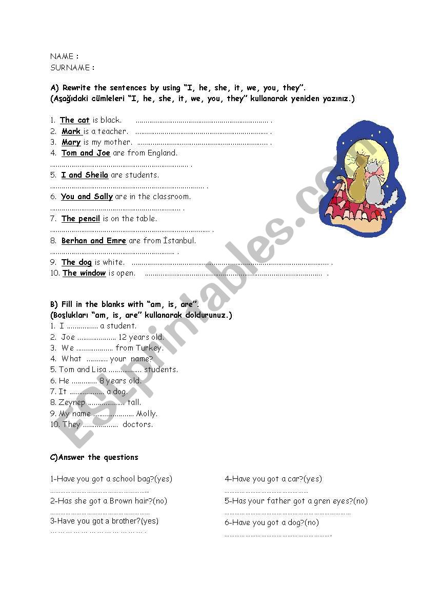 possesives  worksheet