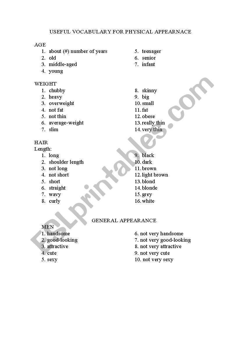 family worksheet