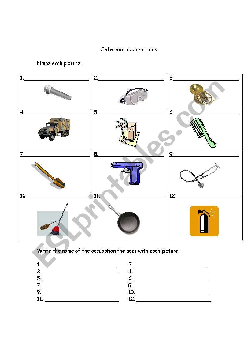 Jobs and Occupations worksheet 1