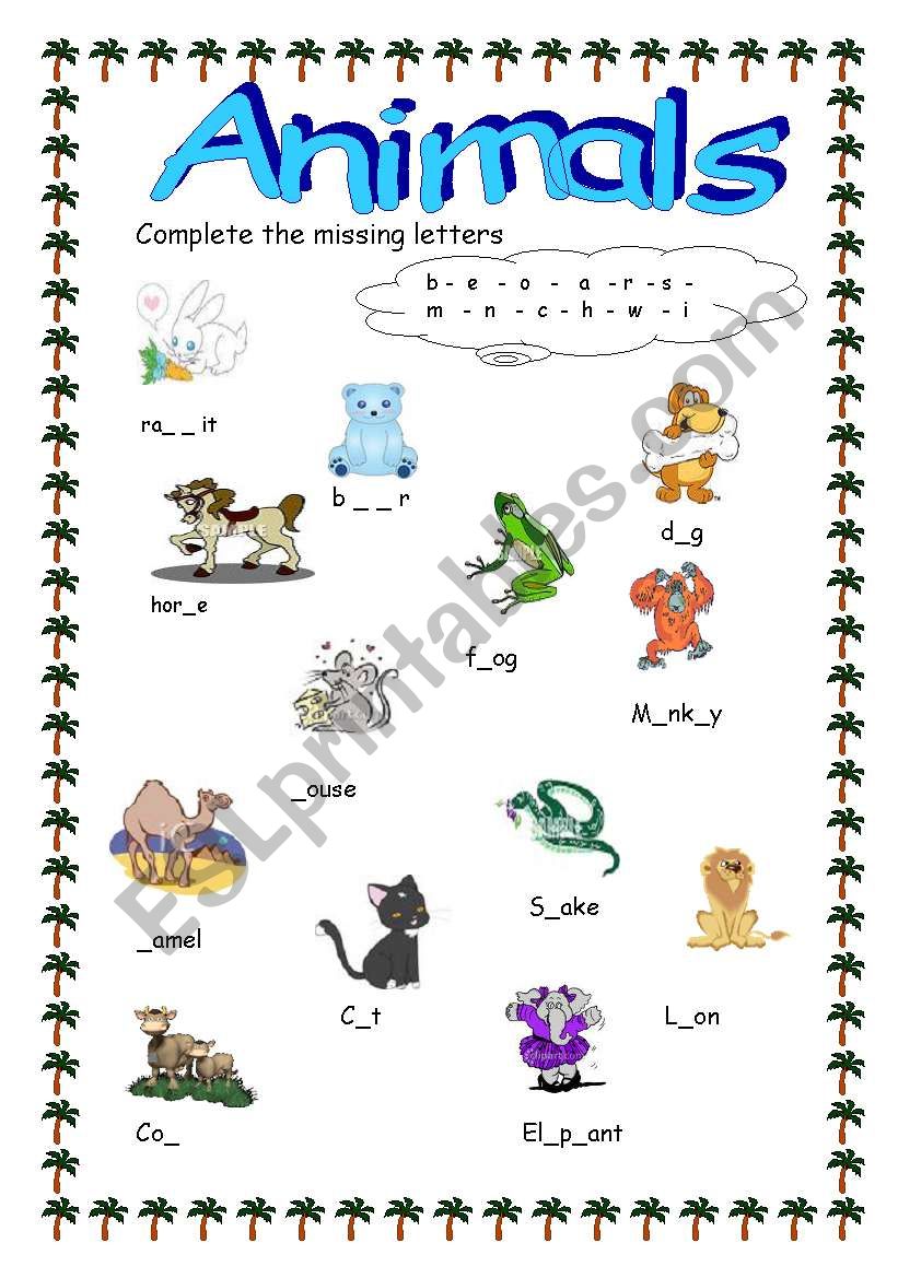 Animals worksheet