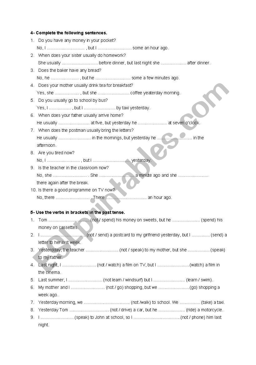 simple past worksheet