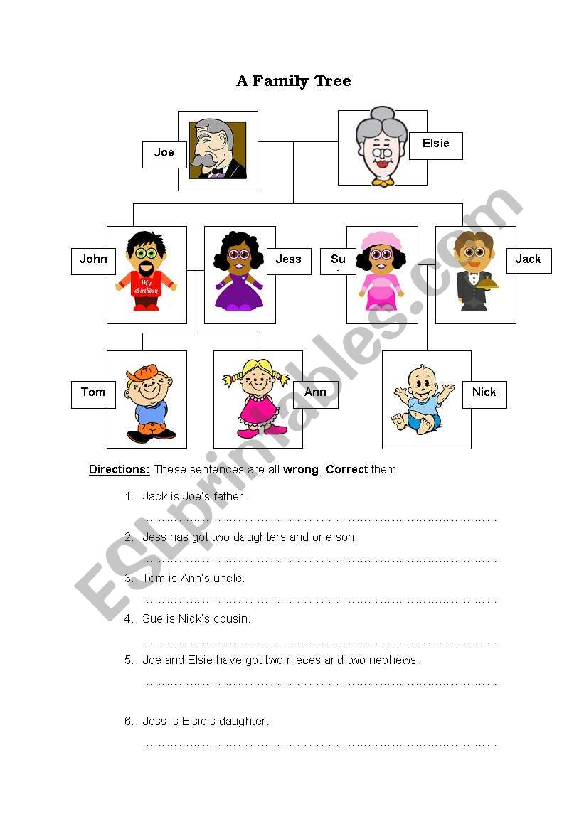 A Family Tree worksheet