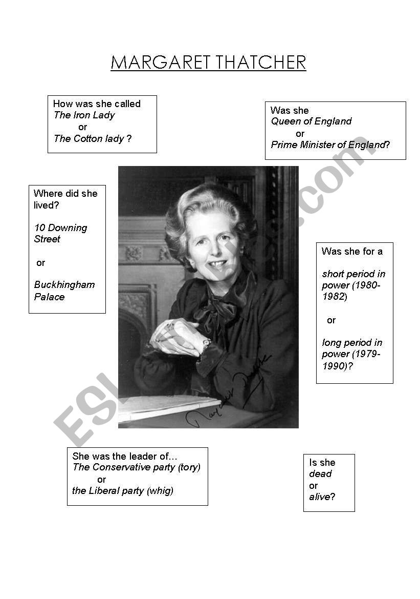 Margaret Thatcher worksheet