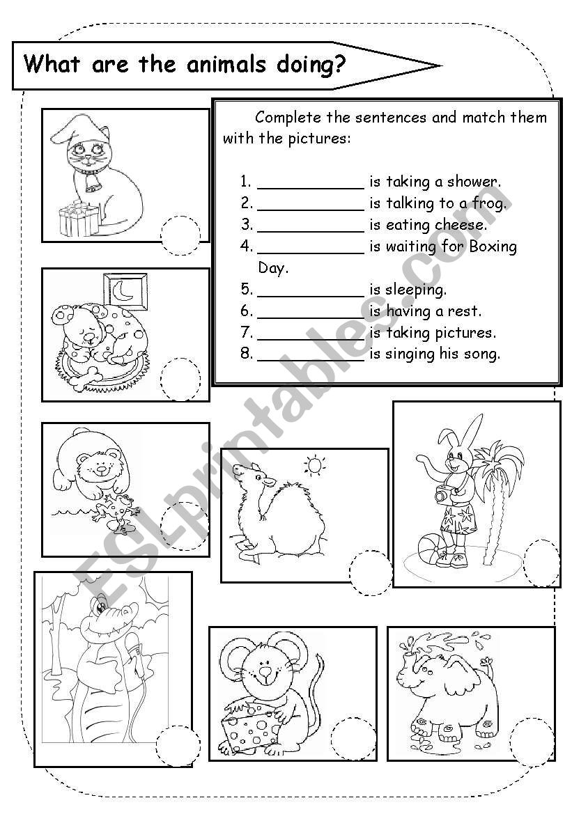 What are the animals doing? worksheet