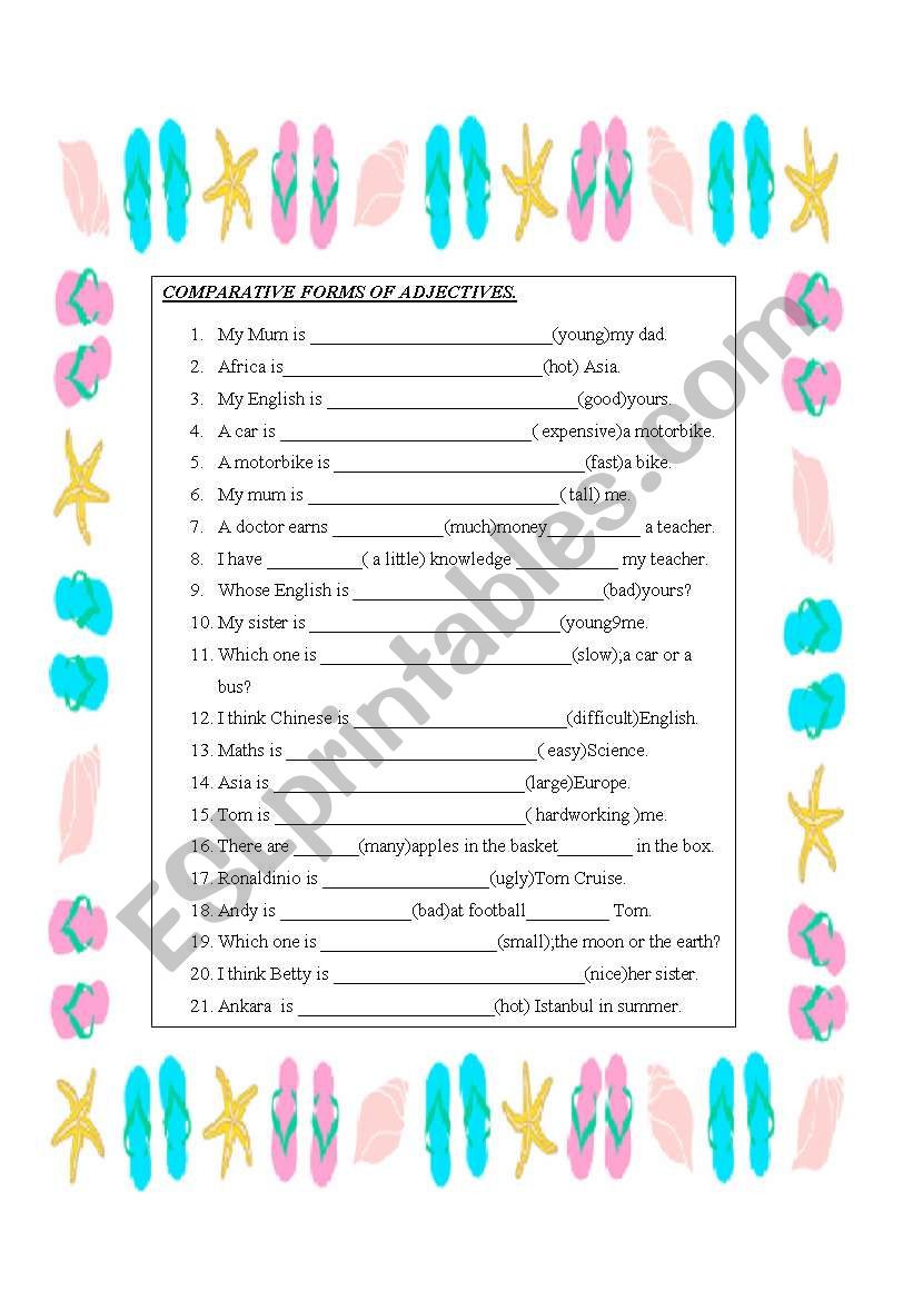 comparative  worksheet